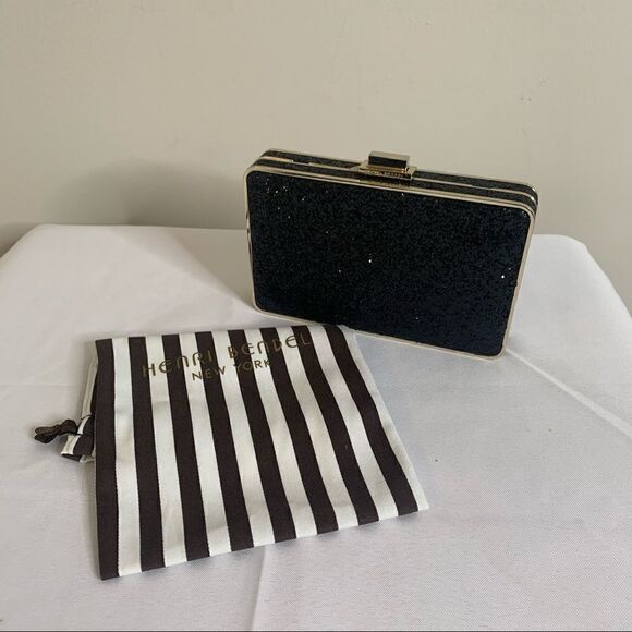 Henri Bendel Party Box Glitter Clutch - Black - Picture 1 of 10